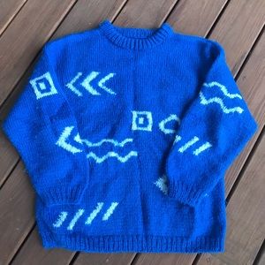 Vintage 80s Chunky Wool Sweater cobalt Blue